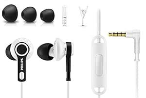 Philips SHQ2305WS/00 ActionFit Stereo Headphone with Mic (Black/White ...