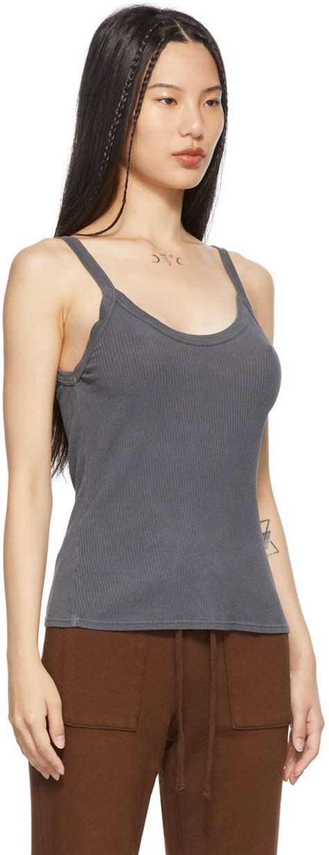 LACAUSA Grey Maya Ribbed Tank Top LACAUSA