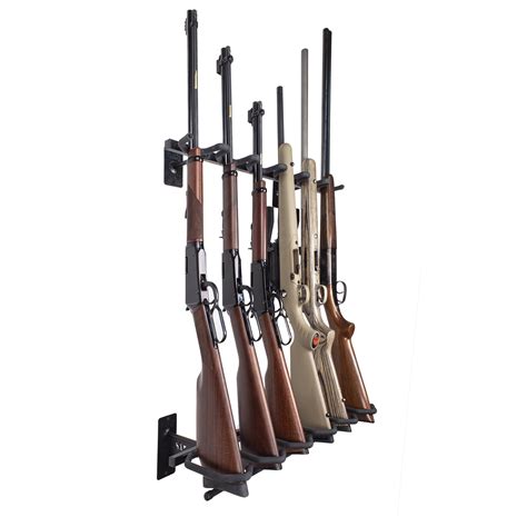 Hold Up Displays - Vertical 6 Gun Rack Wall Mount Rifle Storage- Heavy ...