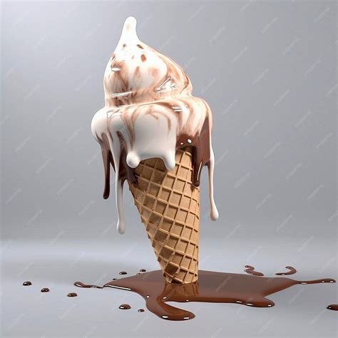 Premium Photo | 3d ice cream cone ice cream dripping from the cone ...