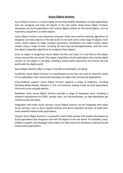 Azure Object Anchors - Azure Object Anchors Azure Object Anchors is a ...