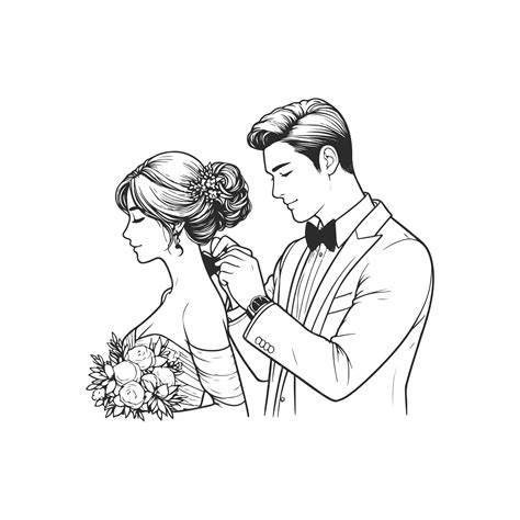 Continuous one line drawing of a wedding couple Vector illustration ...