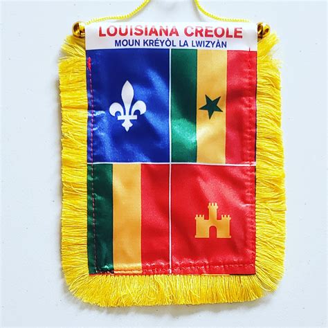 4 X 6 Inch Louisiana Creole Window Hanging Flag - Rearview Mirror & Do