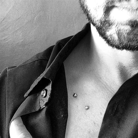 Collar bone surface flat bar piercing | Collar bone piercing, Dermal ...