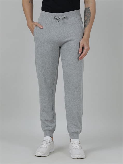 Buy Classic Fit Solid Grey Melange Joggers – Crocodile
