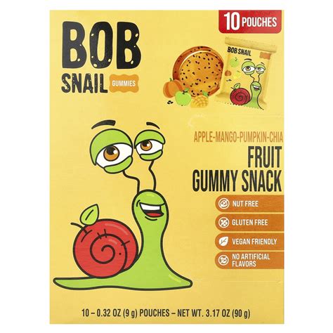 Bob Snail Fruit Gummy Snack, Apple-Mango-Pumpkin-Chia, 10 Count, 0.32 oz (9 g) Each - Walmart.com