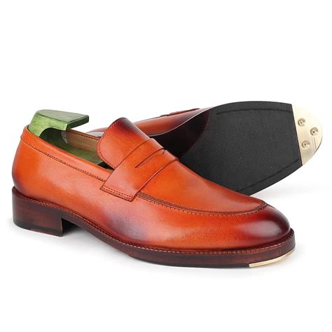 Tan Mirror Glossed Classic Penny Loafer + Metal Toe – FELLMONGER