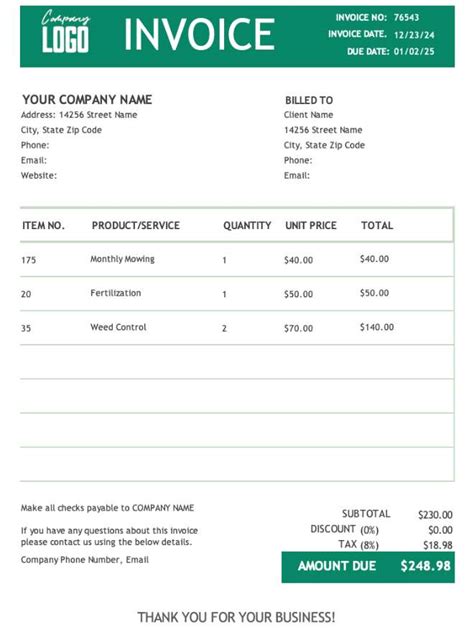Image result for Invoice Field Example