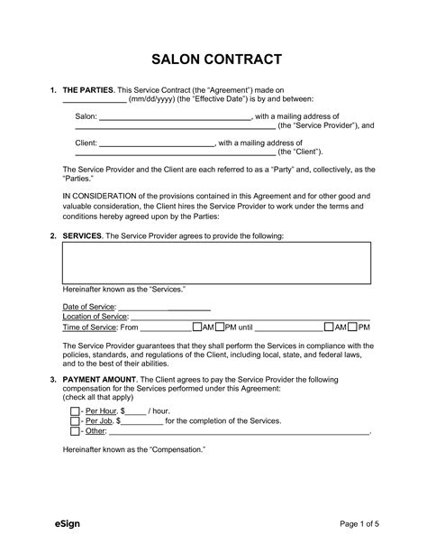Free Salon Contract Template | PDF | Word