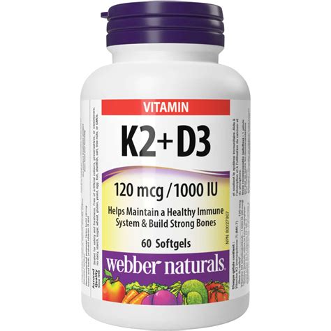 Webber Vitamin K2+D3 120 mcg/1000 IU Softgels for Bone Health and ...