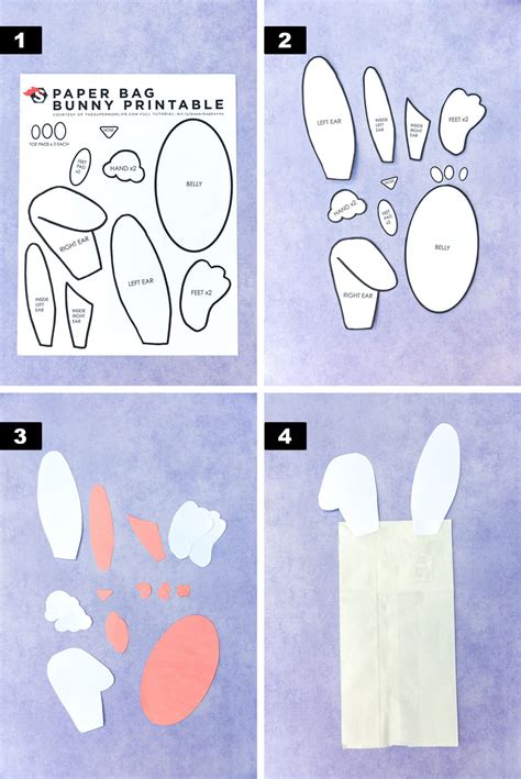 Bunny Paper Bag Craft Printable Template - The Super Mom Life