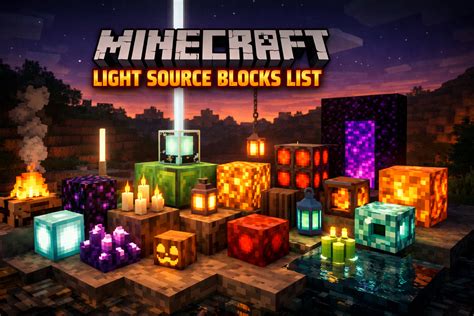 Minecraft Light Source Blocks List (With Light Levels)
