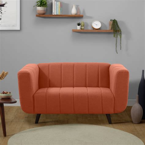 Buy Sleepyhead Kiki 2 Seater Orange Fabric Sofa Online at Best Price