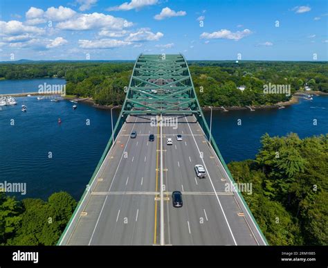 Piscataqua River Bridge aerial view that carring Interstate Highway 95 ...