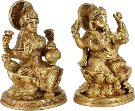 Whitewhale Brass Laxmi Ganesh Set Idol Showpiece - Brass Gold India | Ubuy
