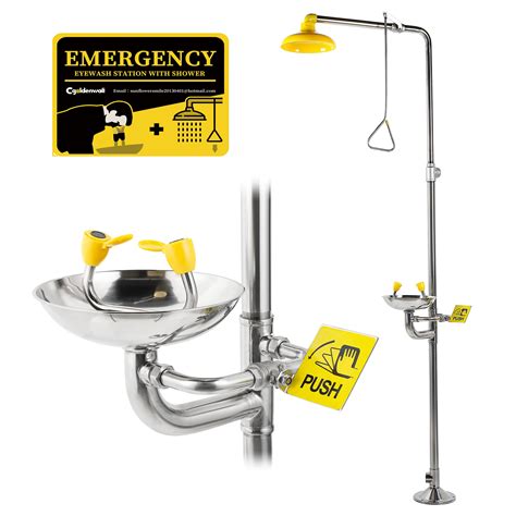 Buy CGOLDENWALL Emergency Eye Wash Station with Shower Combination ...