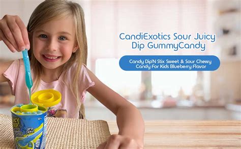 CandiExotics Sour Juicy Dip Gummy Candy Dip'N Stix Sweet & Sour Chewy ...