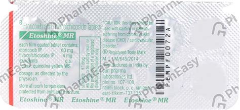 Etoshine Mr Strip Of 10 Tablets: Uses, Side Effects, Price & Dosage ...
