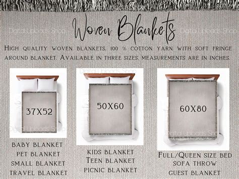 Blanket Size Chart, Throw Blanket Chart, Kids Blanket Size Guide, Boho ...