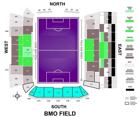 BMO Field Seating Chart with Rows and Seat Numbers 2025