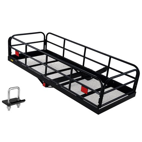VEVOR Hitch Cargo Carrier, 60 x 24 x 14 in Folding Trailer Hitch Mounted Steel Cargo Basket ...