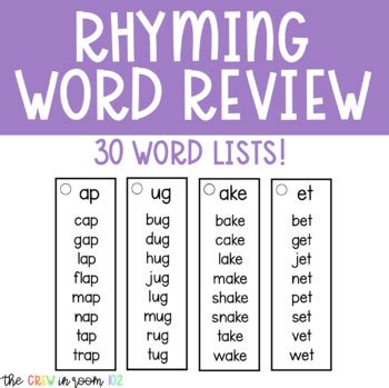 Rhyming Word Lists | 30 Word Families Ready to Print and Use | TpT