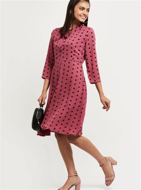Buy Women Printed Tie-Up Neck A-line Dress Online at just Rs. 1199.0 ...