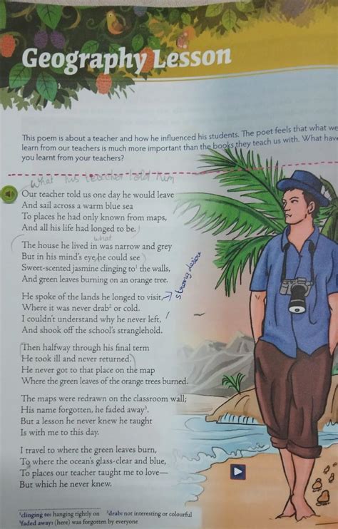 where did he wanted to go?Geography lesson poem - Brainly.in