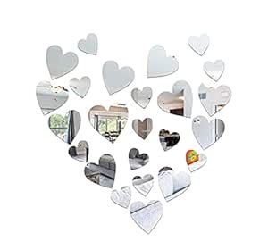 Buy MOM'S GADGETS 12 Large 12 Small Heart 3D Mirror Acrylic Wall ...