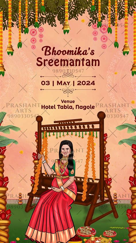 BS-009 | A Shower of Blessings! Get Your Indian Sreemantam Invitation ...