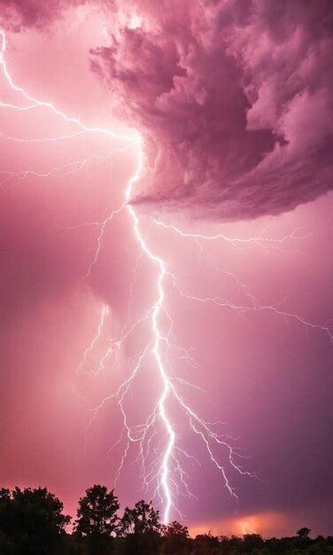 A pink and purple sky with lightning bolts and a pink background ...