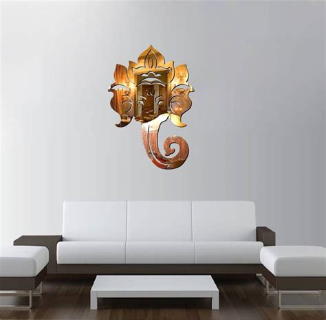 SUDARSHAN STICKER 37 cm Acrylic 3D Lor3D Ganesha Acrylic Mirror Wall ...