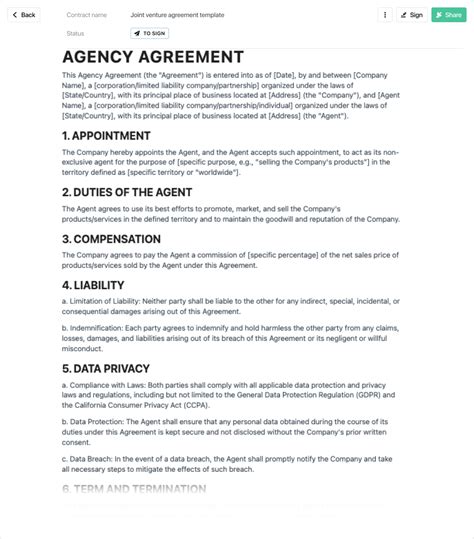 Agent Agreement Template Free