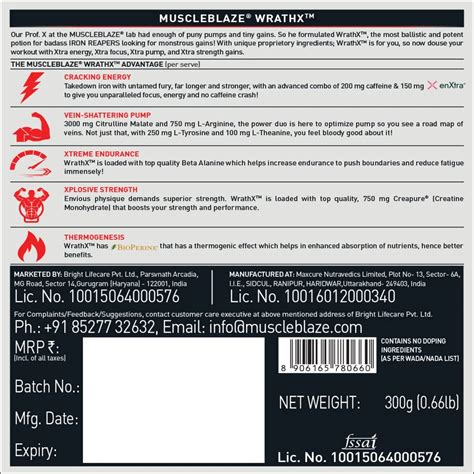 MuscleBlaze Pre Workout WrathX - Body Building India