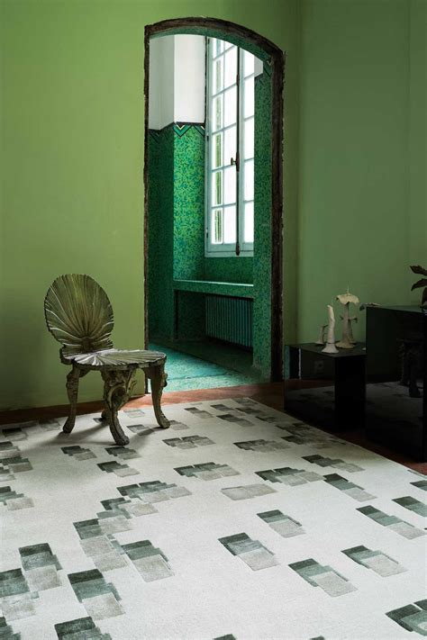 Sage Green Abstract Hand-Tufted Wool Carpet | Rug Room