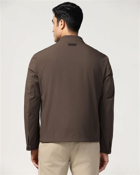 Formal Chocolate Brown Solid Zipper Jackets - Orion