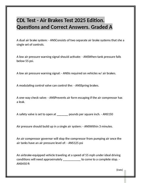 CDL Air Brakes Test: Questions and Answers for 2025 Edition | Exams ...
