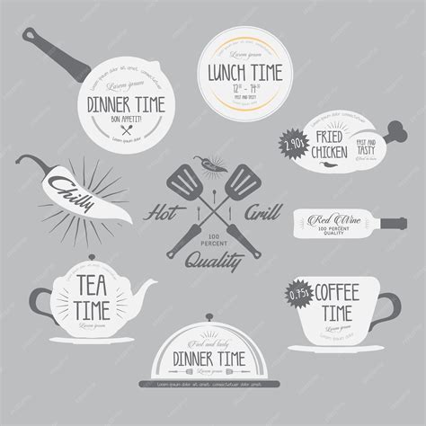 Premium Vector | Set of badges and labels elements for restaurant lunch ...