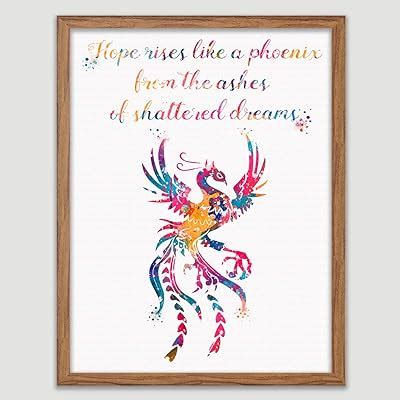 Phoenix Bird Quote Watercolor Posters Art Prints | Ubuy India