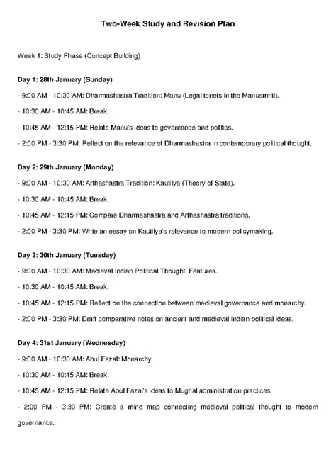 Two-Week Study Plan: Indian Political Thought Analysis - Studocu
