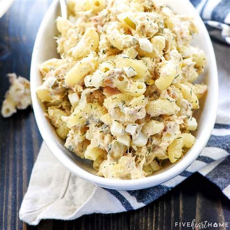 Tuna Pasta Salad features whole wheat macaroni, hard-boiled eggs, two ...
