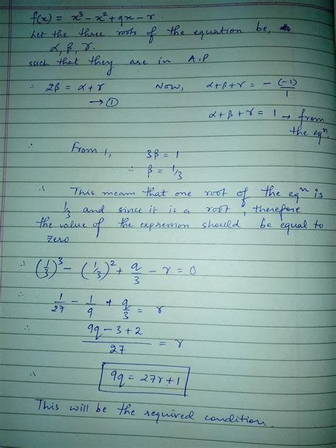 find the condition that the zeroes of the polynomial f (x )= x cube - x ...