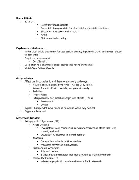 Gero-Beers Criteria - Beers’ Criteria - 2019 List - Potentially ...