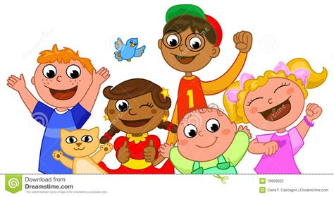 五个愉快孩子微笑 向量例证. 插画 包括有 友谊, 婴孩, 幼稚园, 种族, 投反对票, 狂喜, 兴奋, 成功 - 19609022