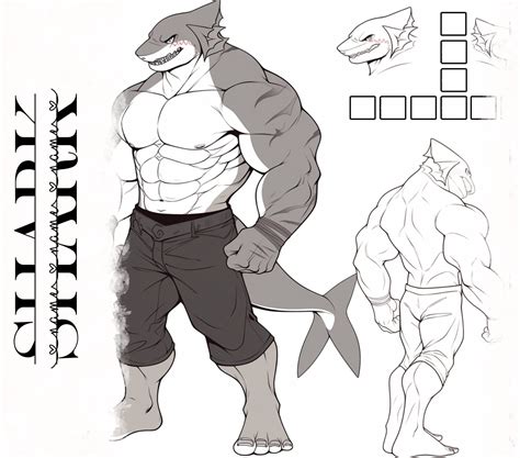 Strong Shark Base Cute Furry Aquatic Template: Shark Fursona Furry Bas ...