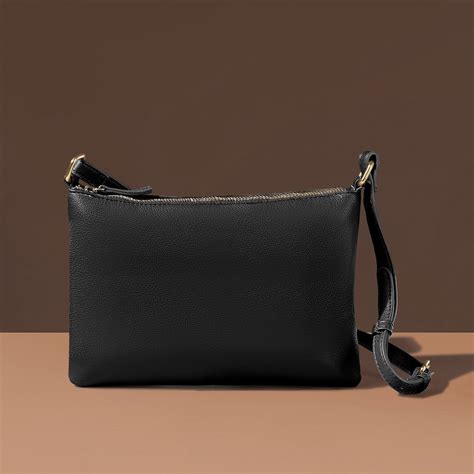 Black Faux Leather Stitch Detail Sling Bag For Women