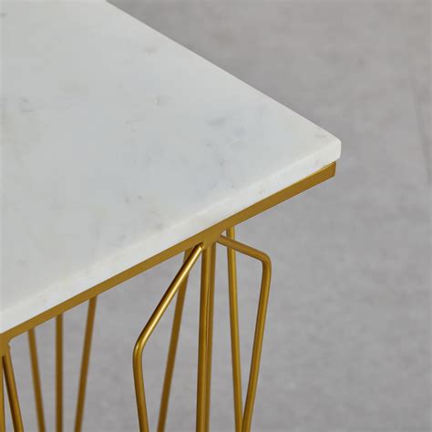 Buy Helios Parker Marble Top End Table - Gold and White from Helios by ...