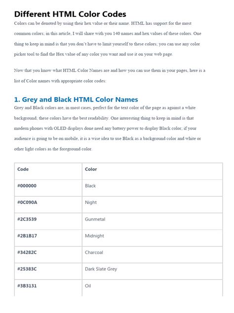 Image result for HTML Color Codes