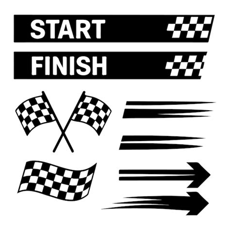 Racing vector set flags stripes amp motorsport graphics set | Premium ...