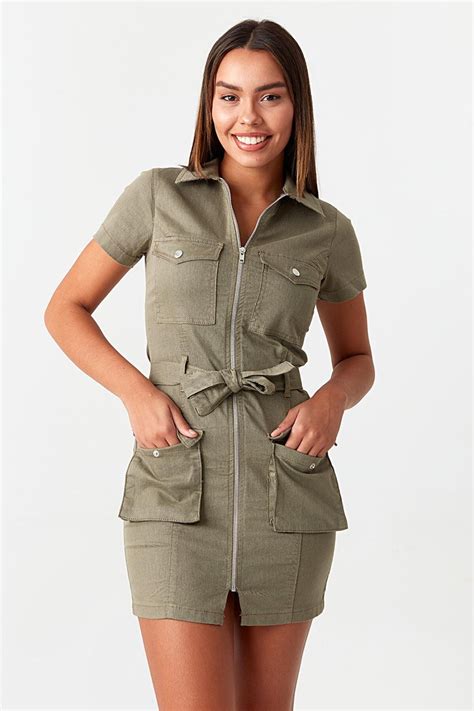 Zippered Mini Denim Dress - Select Moda | ElbiseBul